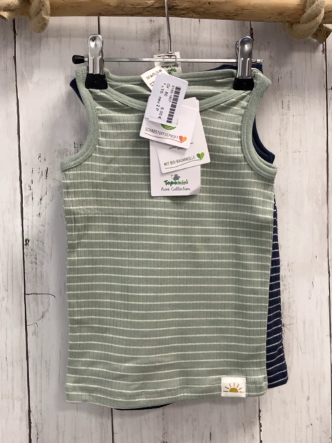 neu 2 P U-Hemden Gr. 80  kiwi weiße Streifen  + blau graue Strefien NP 9,99 € 