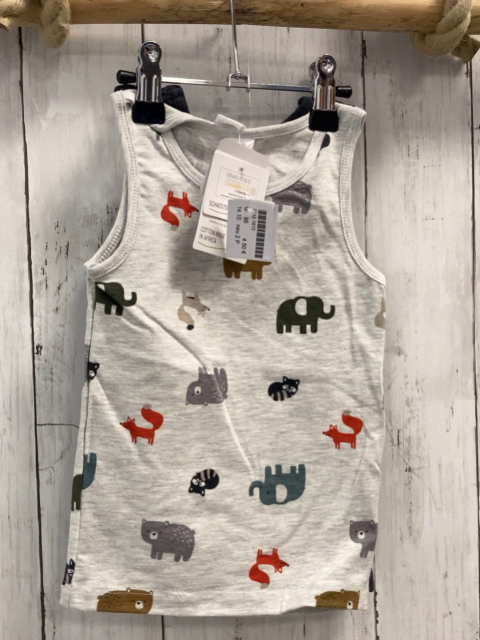 neu 2 P U-Hemden Gr. 86  hellgrau Tiere + grau NP 7,99 € red auf 6,99 € 
