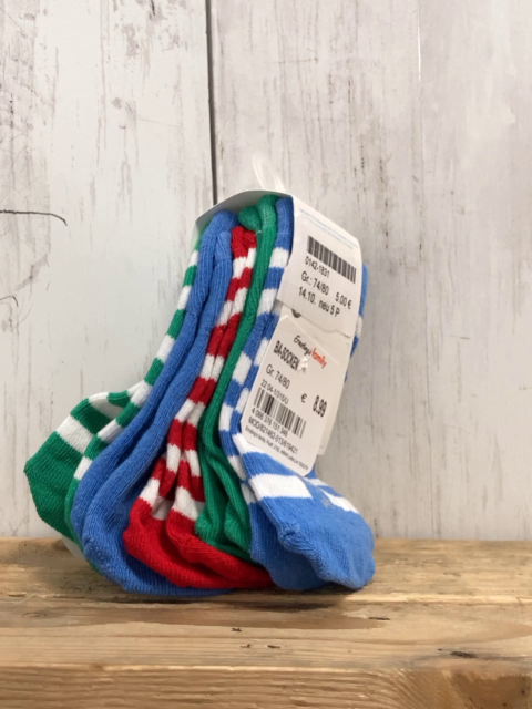 neu 5 P Socken  Gr. 74/80  einfarbig + weiße Streifen NP 8,99 € 