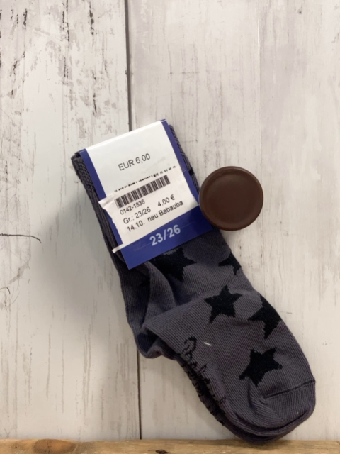 neu Babauba  Socken  Gr. 23/26   grau schwarze Sterne NP 6 € 
