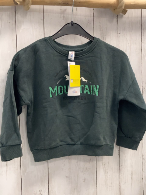 neu  Pullover  Gr. 104  grün weiße Berge Schrift NP 15,99 € 