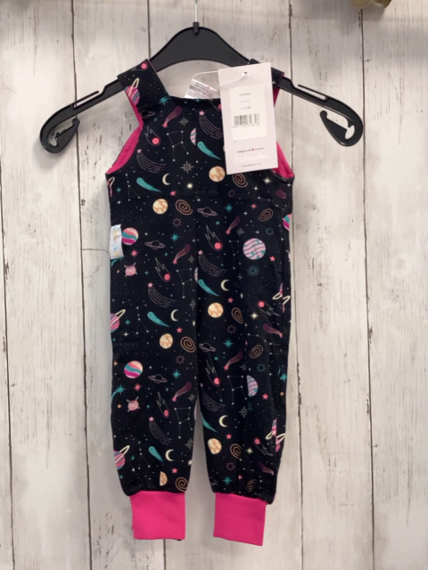 neu Babauba  Latzhose  Gr. 62  schwarz bunte Planeten pink Bund 