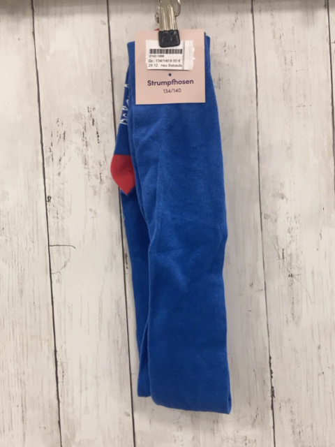 neu Babauba Strumpfhose  Gr. 134/140  blau rote Fersen  Flammen