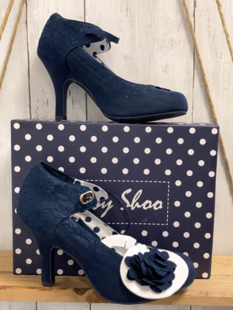 neu Ruby Shoes  Pumps  Gr. 39  blau Melinda mit Rosetten weiße Innensohle mit blauen Punkten 