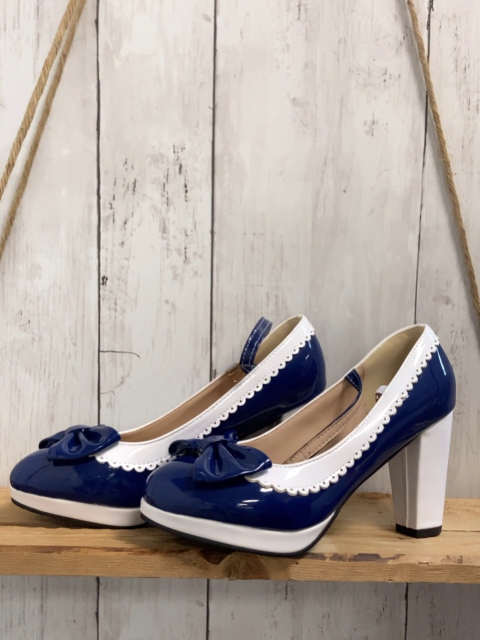 neu  Pumps  Gr. 39  blau weiß Lack 