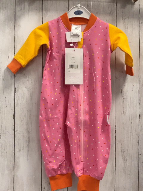 neu Babauba  Schlafanzug  Gr. 62  rosa bunte Punkte + gelbe Ärmel orange Bund 