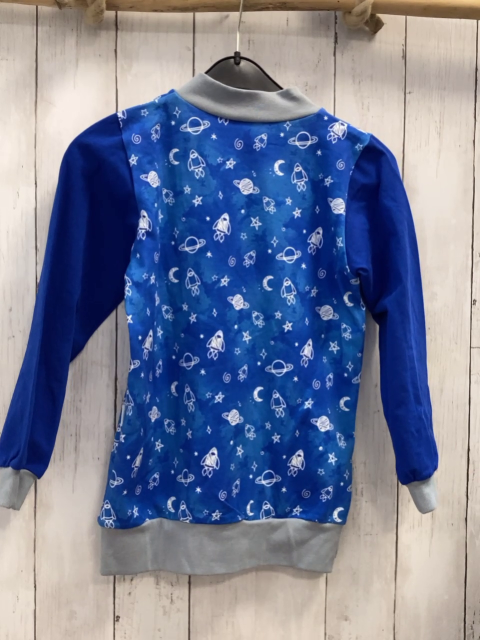Babauba  Sweatjacke  Gr. 122  bau weiße Weltraumbilder grauer Bund + Reißverschlus 