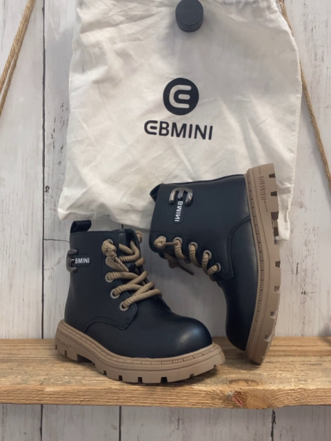 neu Ebmini  Boots Gr. 27  schwarz sand Schnürsenkel + Sohle mit Leinenbeutel 
