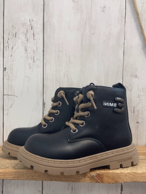 neu Ebmini  Boots Gr. 27  schwarz sand Schnürsenkel + Sohle mit Leinenbeutel 
