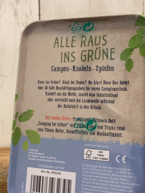 neu  Kreativspiel Alle raus ins Grüne Blechdose 