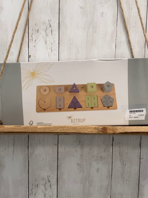 Astrup  Holzspielzeug Platte mit Steck- + Puzzleteilen 