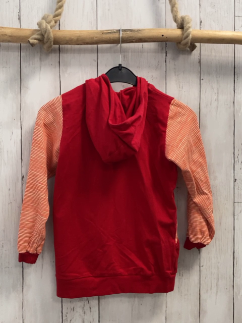 neu Babauba Sweatjacke Gr. 116  rot + rot weiß gestreifte Ärmel Kapuze