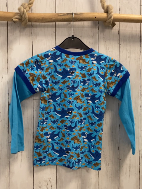 Babauba  Langarmshirt Gr. 110  blau Haie dunkelblauer Bund