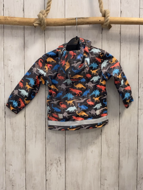 neu Babauba Regenjacke Gr. 74  schwarz bunte Dinos gummiert