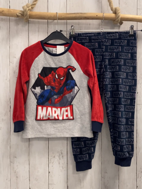 2tlg  Schlafanzug  Gr. 116  grau rot blau Nicky Spiderman + Schrift 