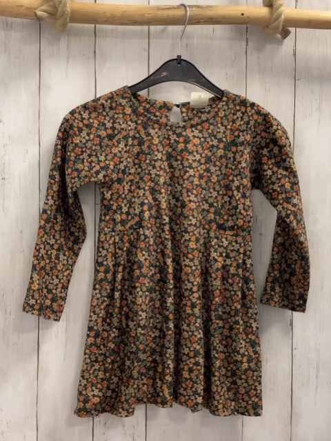 Zara  Kleid  Gr. 116  oliv orange beige Blumen 