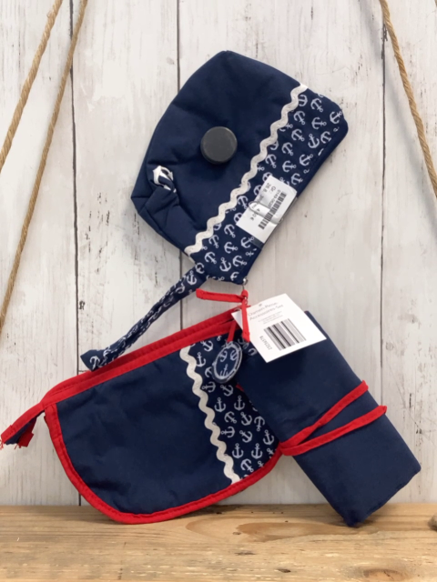 3tlg neu  Reise-AccessoriesSet  blau weiße Ankter roter Bund 