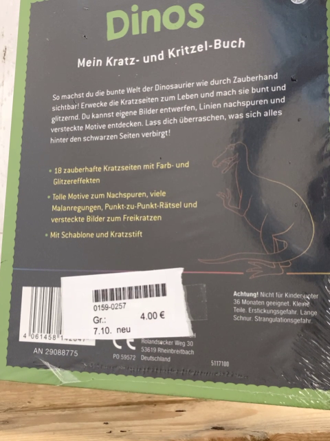 neu Kreativbuch Dinos Mein Kratz- und Kritzelbuch