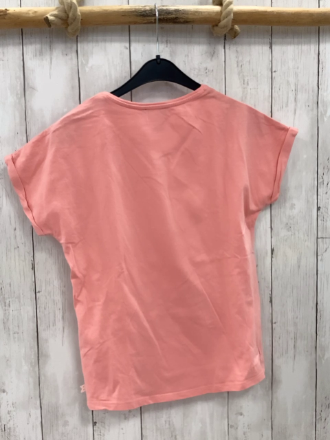 Okaidi  T-Shirt  Gr. 158  koralle altrosa Pailettenherz weiße Schrift 
