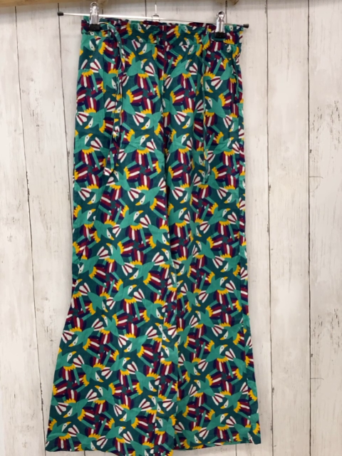 Okaidi  Hose  Gr. 158  trün hellgrün weinrot weiß gelb lila Vögel 