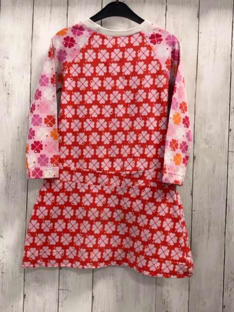   Kleid  Gr. 122  rot rosa weiß orange Kleeblätter 