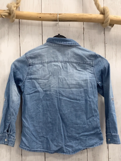   Bluse  Gr. 116  blau Jeans Pailettenherzen 