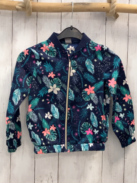   Blouson  Gr. 110  blau bunte Blätter + Blüten 