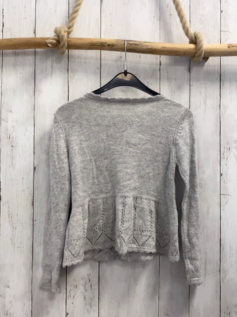 Dopodopo Strickjacke  Gr. 128  hellgrau Lochmuster silber Glitzer 