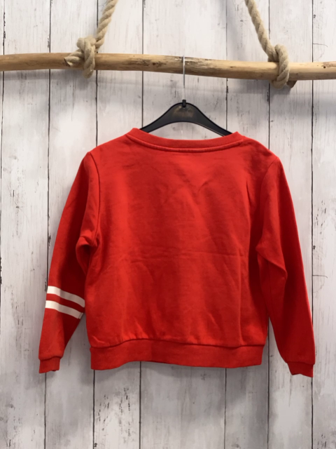 H&M  Sweatjacke  Gr. 128  rot weiße Streifen am Ärmel + Schrift 