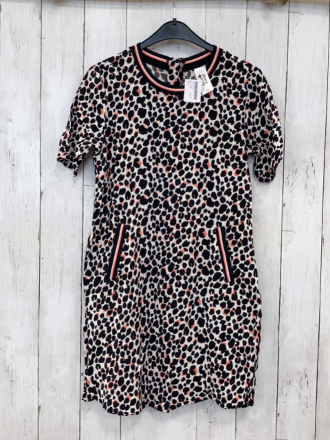   Kleid  Gr. 152  weiß schwarz lachs Strick Streifenbund mit silber Glizer 