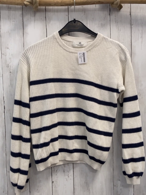 H&M  Pullover  Gr. 134/140  weiß blaue Streifen Strick 