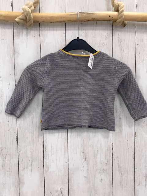 Obaibi  Strickjacke  Gr. 68  grau hellgraue Streifen gelber Bund 