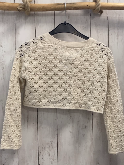 zara Strickjacke Gr. 128  weiß Lochmuster