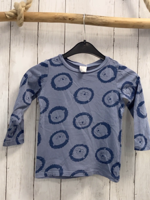 H&M  Langarmshirt  Gr. 92  hellblau blaue Löwenköpfe 