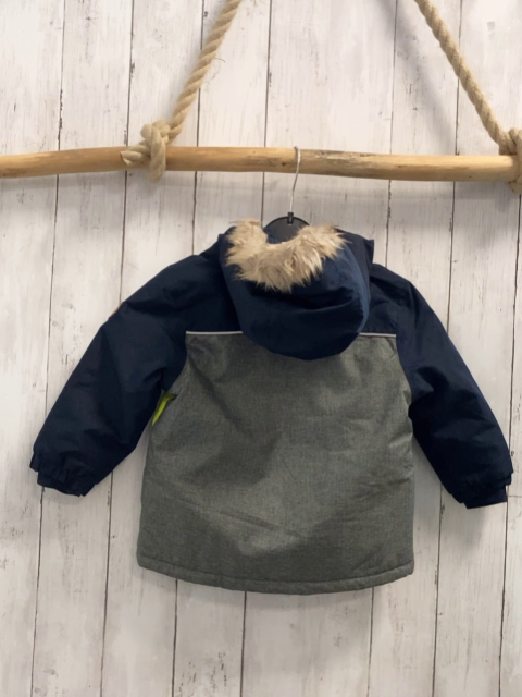   Winterjacke  Gr. 86  blau hellgrün grau Kapuze mit Fellbund 