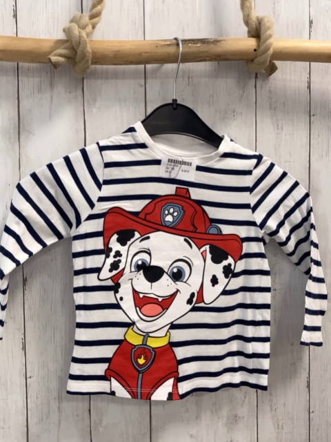   Langarmshirt  Gr. 98  weiß blaue Streifen Paw Patrol Marshall 