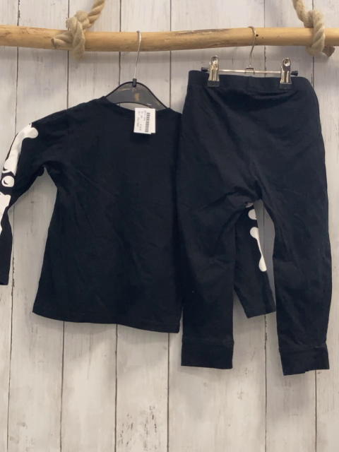 2tlg H&M  Schlafanzug  Gr. 98  schwarz weißes Skelett 