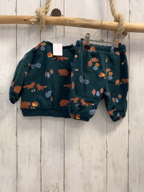 2tg H&M  Pullover + Jogginghose  Gr. 62  grün Waldtiere Blätter 