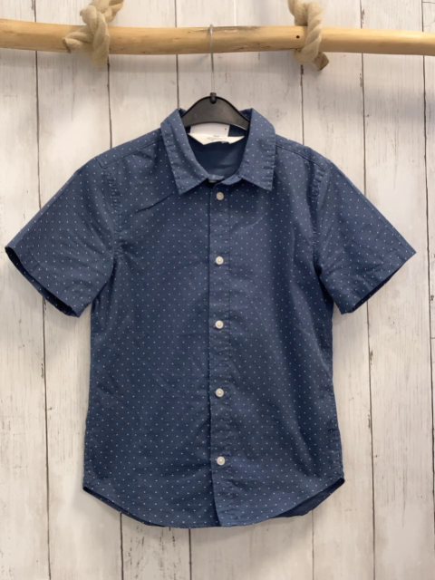 H&M  Sommerhemd  Gr. 122  blau hellgraue Punkte 