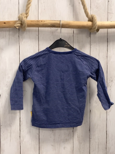 steiff  Langarmshirt  Gr. 86  blau grünes Mofa hellgraue Streifen am Ärmel 