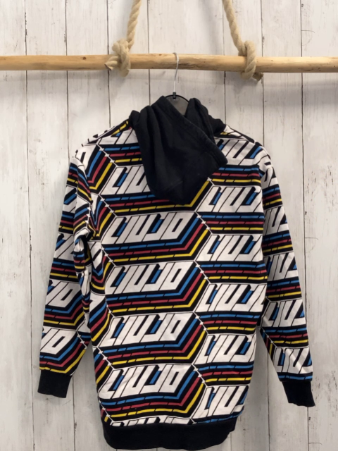 Liujo Pullover Gr. 158  schwarz weiße Schrift blau gelb rot Striche