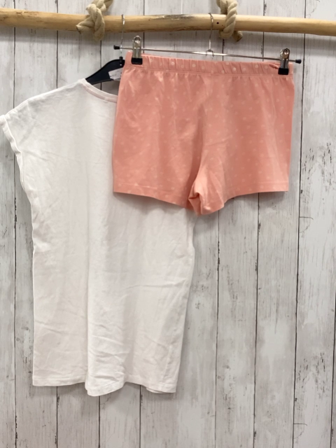 2tlg T-Shirt + Shorts Gr. 158  weiß Hasenkopf + rosa Blumen