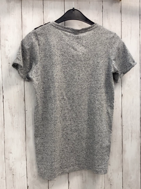 YFK T-Shirt  Gr. 158/164  grau schwarze Pailetten auf der Schulter lachs Schrift mit schwarzen Pailetten