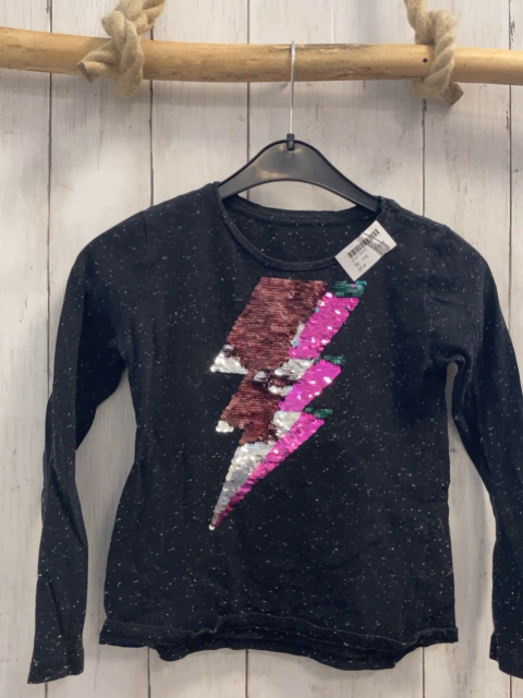  Langarmshirt Gr. 116  grau meliert Pailettenblitz