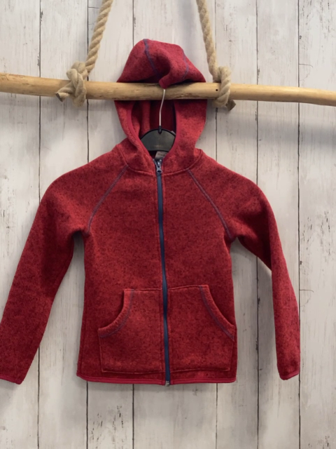  Strickjacke Gr. 122  rot meliert blauer Reißverschluss