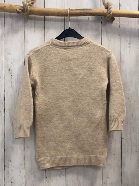  Kleid Gr. 104  beige Strick Pferd mit Pailetten