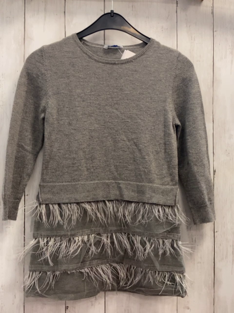 Mayoral Kleid Gr. 110  grau Strick Fransen