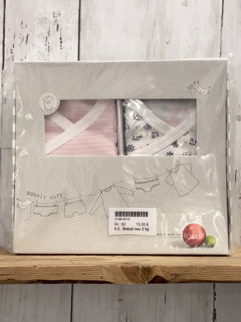 Boboli neu 2 teiliges Bodyset Gr. 62  weiß rosa gestreift + weiß blaue Anker rosa Herzen kurzarm