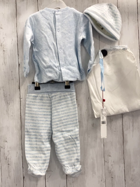 Boboli neu 4 teiliges Set Pullover + Jogginghose + Mütze + Stoffbeutel Gr. 68  blau Nicky Giraffen + blau weiß gestreift