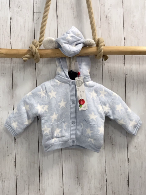 Boboli neu Strickjacke Gr. 62  hellblau weiße Sterne warm gefüttert